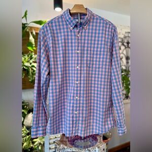 Sonoma Blue and Pink Plaid Men’s Button Down Medium Long Sleeved Shirt